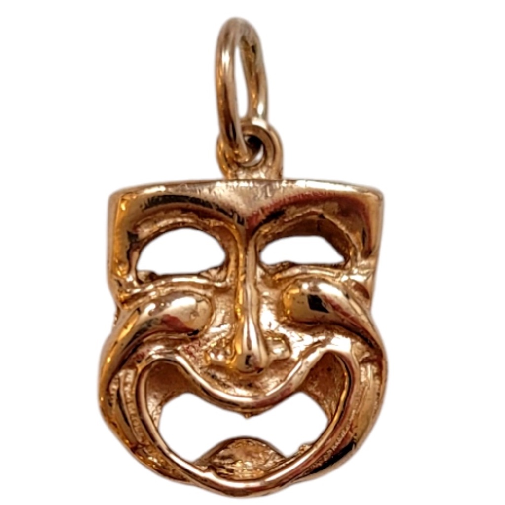 14k Yellow Gold Reversible Comedy & Tragedy Drama Charm #20542